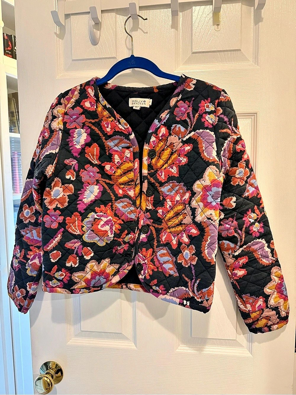 Molly Bracken Black Liv Floral Quilted Coat Black & Multicolor Small